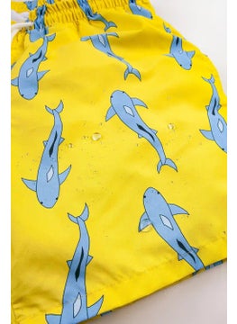 Gold Class Kidswear Shark Patterned Drawstring Lined Boys Swim Shorts  - Image 3