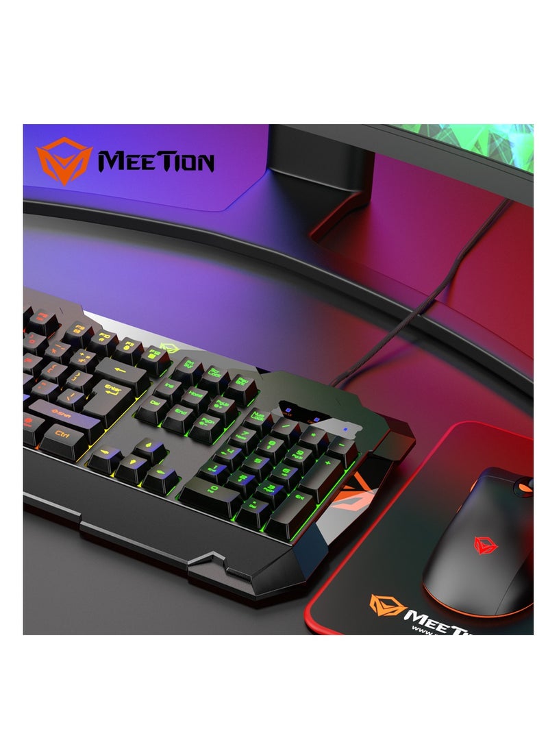 Meetion - Meetion MT C505 4 in 1 Gaming Combo Kit, Anti Ghost RGB Gaming Keyboard, 5+1 Buttons 3200DPI Gaming Mouse, Backlit Gaming Headphone with Omni Directional Microphone, High Precision Gaming Mouse Pad - Image 1
