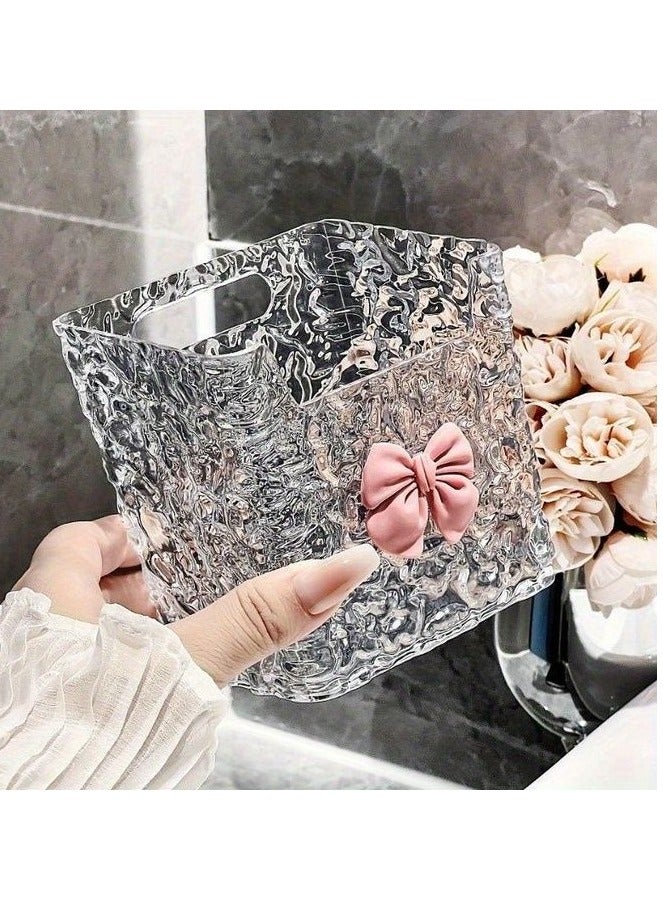Clear acrylic organizer. Its modern design makes your makeup corner or bathroom more organized and elegant. Stylish and modern shape. Multi-use for makeup tools or toothbrushes. - Image 1