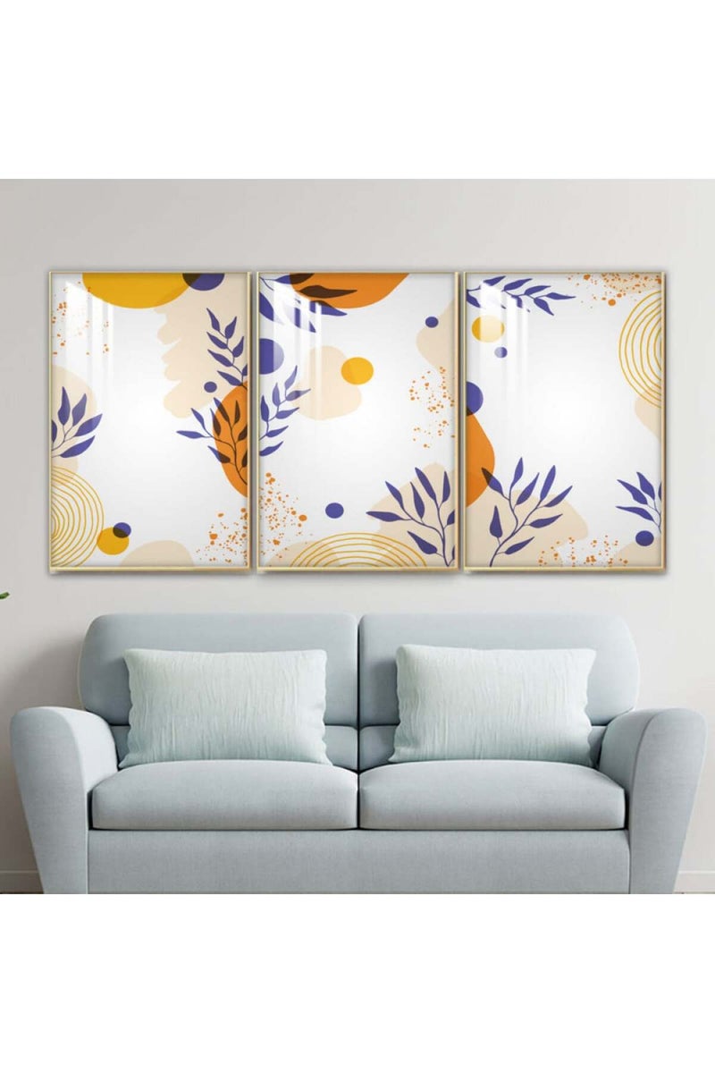 Marktna Three wooden wall painting with a frame and a clear acrylic layer - Image 1