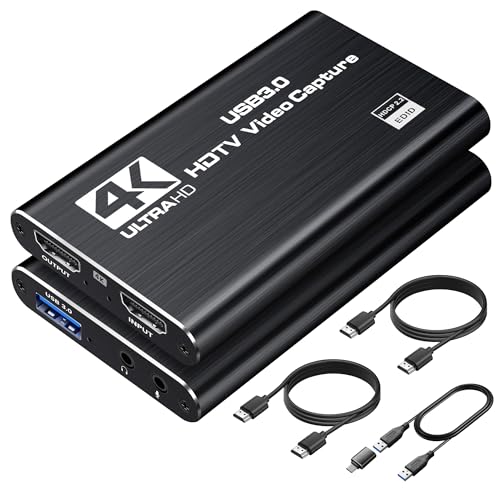 avedio links 4K HDMI Capture Card for Streaming, 1080P 60FPS USB 3.0/Type-C Game Video Capture Card with 4K HDMI Loop-Out, Includes 2pcs HDMI Cables & USB Cable, Works for PS5/PS4/Switch/Xbox/PC/Camera/OBS (Black) - Image 1