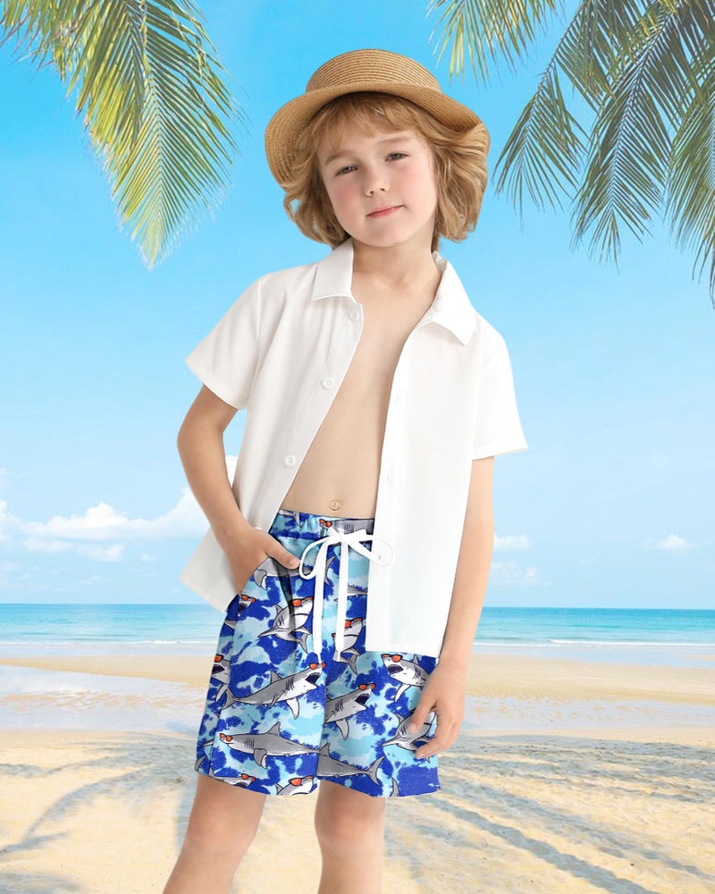 Ghteas Swimming Trunks for Boys Stretch 2 in 1 Beach Swimming Shorts Boys Compression Swim Shorts Kids Swimsuits Beach Shark Boy Swim Trunks Size 8 7 - Image 2