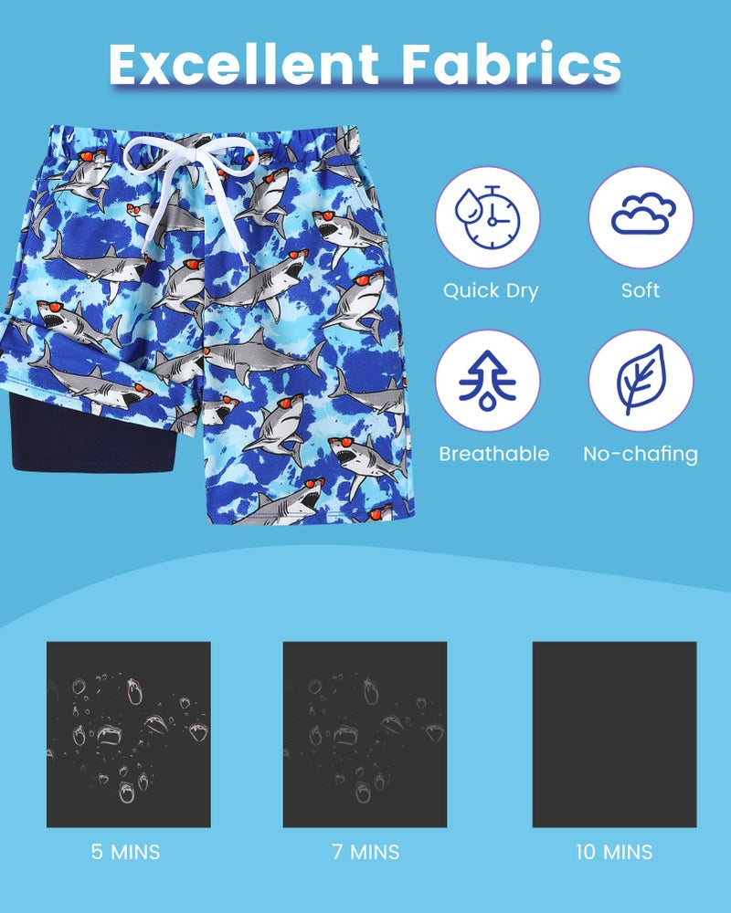 Ghteas Swimming Trunks for Boys Stretch 2 in 1 Beach Swimming Shorts Boys Compression Swim Shorts Kids Swimsuits Beach Shark Boy Swim Trunks Size 8 7 - Image 4