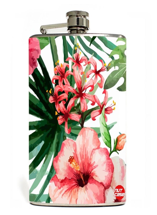 Designer Hip Flask 7 Oz Nutcase - Hibiscus Green