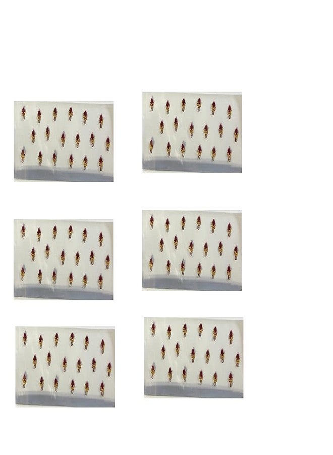 OJ Golden S Oval Shape 2 line Moti Stone Bindi Kumkum Sindoor Bindiya Tika Tilak Sticker Bridal Bindis For Wedding Occasional Girls & Womens-Size 1 Pack of 6