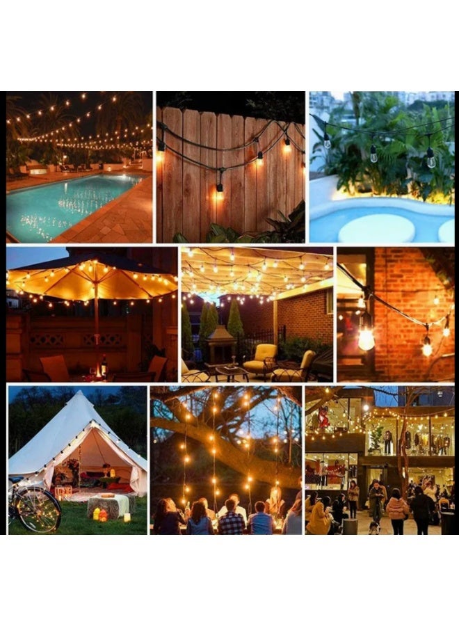 10M Outdoor Solar String Lights with 20 Vintage Edison-Style LED Bulbs - Image 4