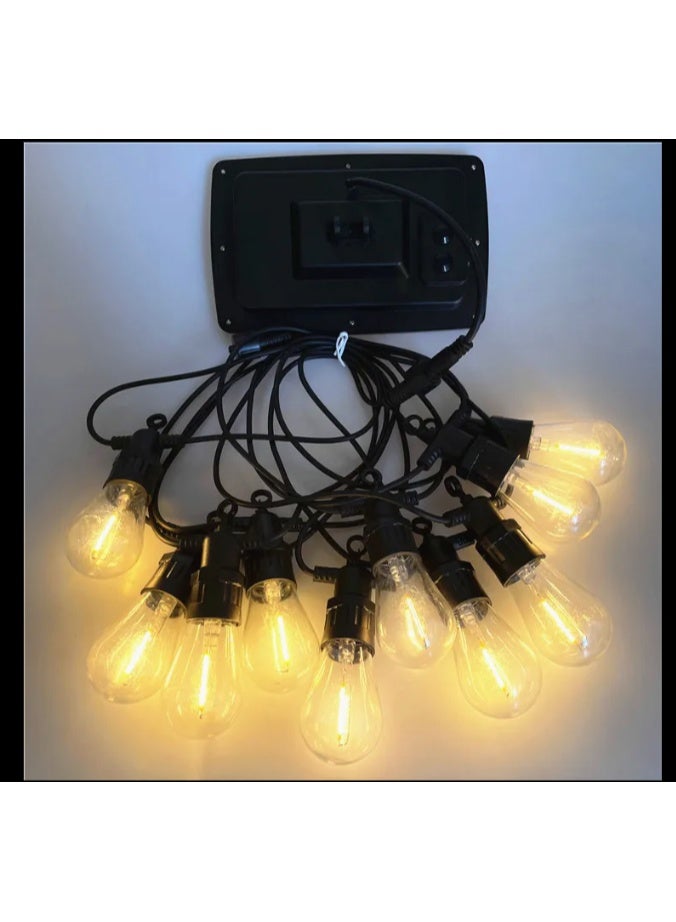 10M Outdoor Solar String Lights with 20 Vintage Edison-Style LED Bulbs - Image 1