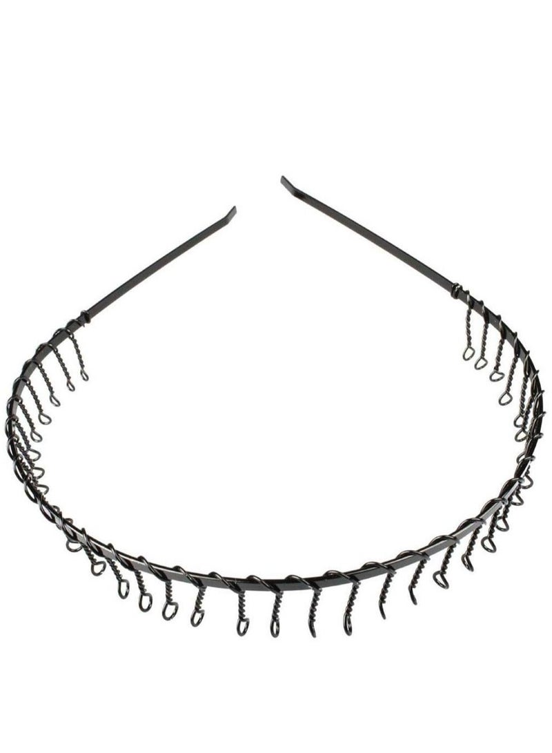 إسكدنيا طوق معدني اسود للجنسين، رياضي للشعر الطويل قطعتين - Image 1