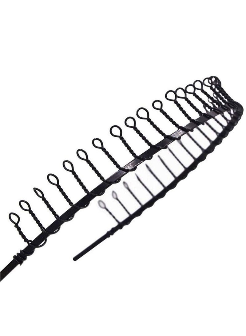 إسكدنيا طوق معدني اسود للجنسين، رياضي للشعر الطويل قطعتين - Image 2