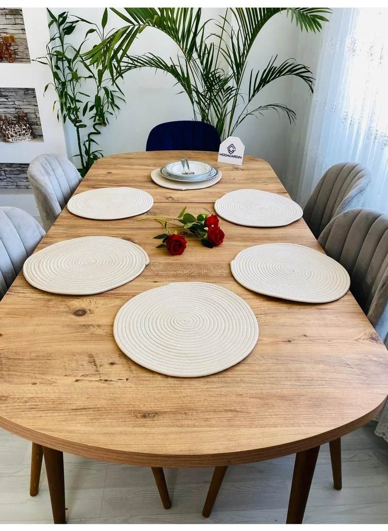 BDZ Deri BDZ Leather Jute Wicker American Service Plate 6 Pieces