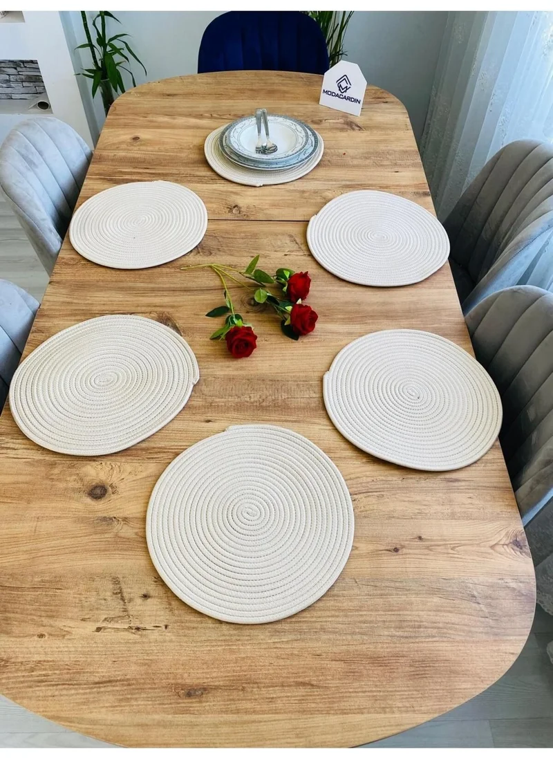 BDZ Deri BDZ Leather Jute Wicker American Service Plate 6 Pieces
