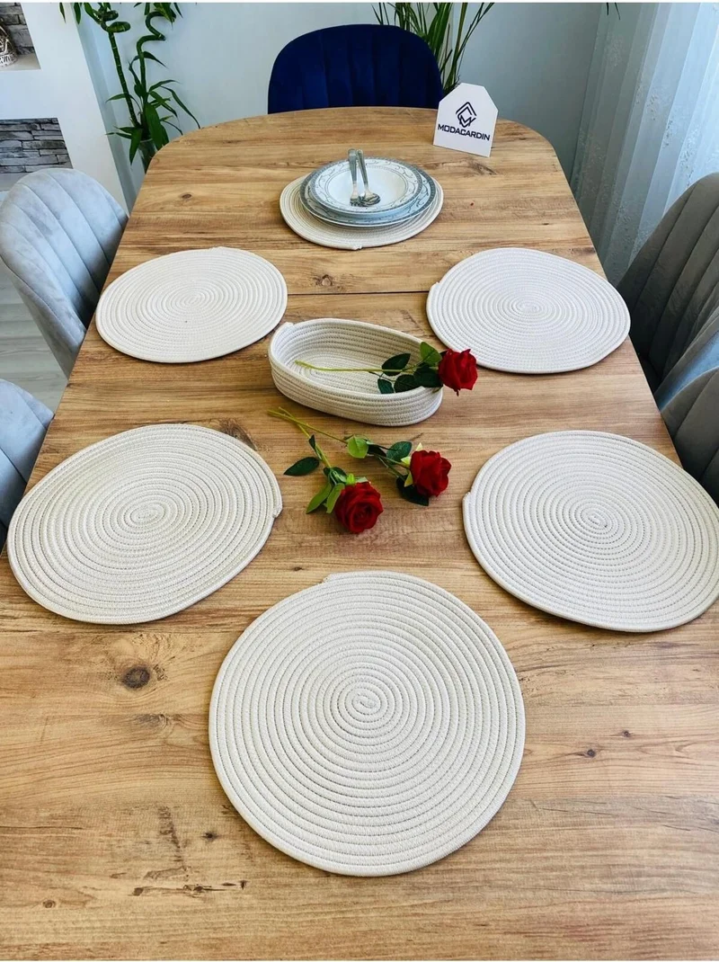 بدز ديري BDZ Leather Jute Wicker American Service Plate 6 Pieces