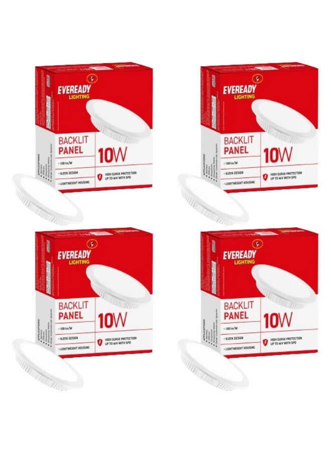 Eveready Eveready 10W Recessed Ceiling Light | Requires False Ceiling|4KV Surge Protection|High Lumen | Back Lit Down Light Panel | Cut Out - 4 inches (Round, Pack of 4) for Living Room,Bedroom,Hall,Kitchen - Image 1