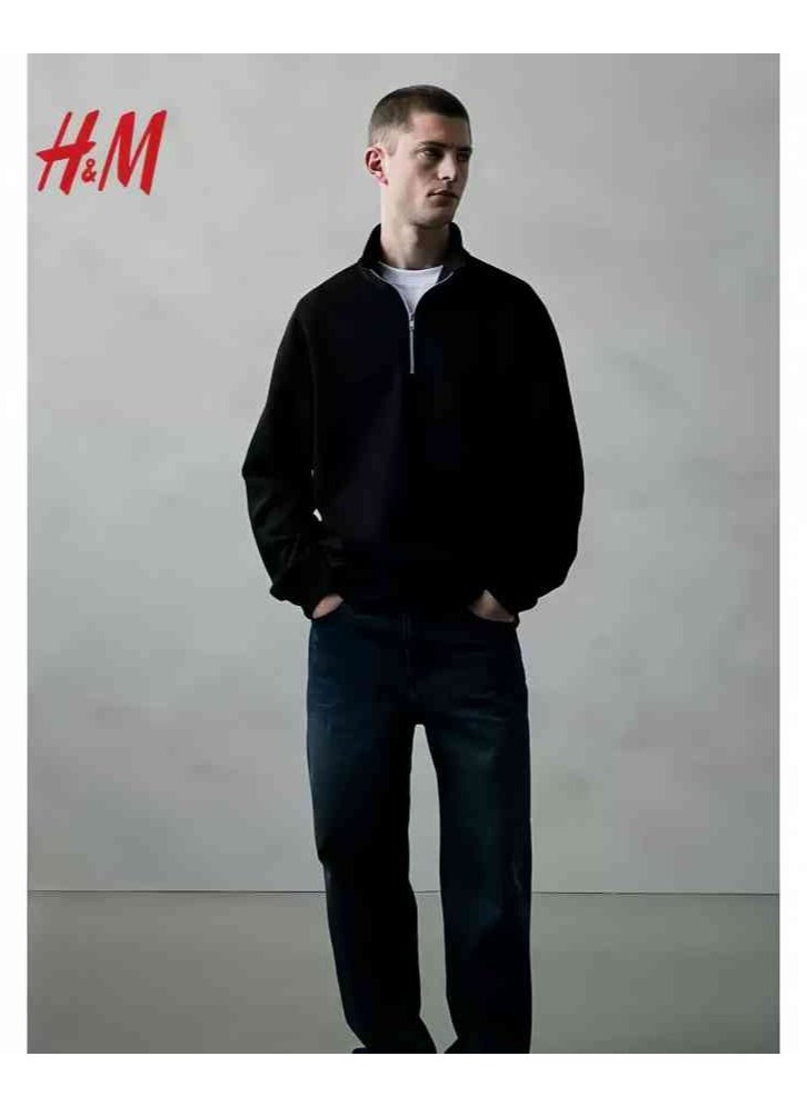 H and M - سويت شيرت أمريكي فضفاض بأكمام طويلة وفتحة دائرية غير رسمية ذو تصميم عصري جديد HM - Image 1
