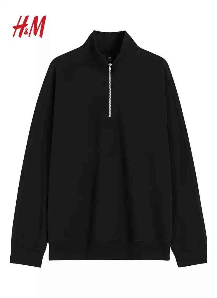 H and M - سويت شيرت أمريكي فضفاض بأكمام طويلة وفتحة دائرية غير رسمية ذو تصميم عصري جديد HM - Image 1