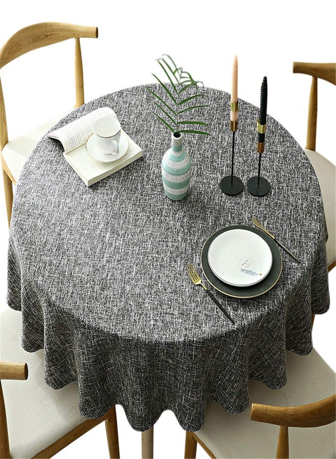 Fhberni Heavy Weight Round Tablecloth, Decorative Solid Color Table Cover, Cotton Linen Table Cloth Kitchen Dining Home Tabletop Decoration, Dark Grey 48 inch (Recommended for table sizes up to 32 inches) - Image 1
