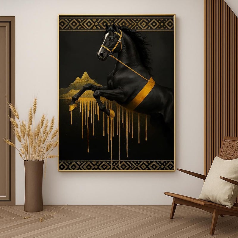 ماركتنا لوحة قماشية بتصميم الفن النجدي مع برواز مجوف مقاس (40×60) قطعة واحدة - Image 1