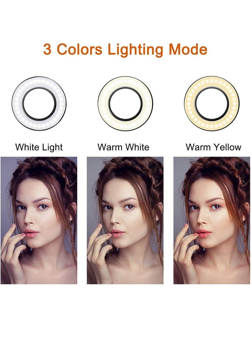 جوميلا Selfie Ring Light with Cell Phone Holder Stand for Live Stream Makeup Sixport Desk Lamp with 3 Light Modes Brightness Flexible Arms Compatible Light 4 inch - Image 3