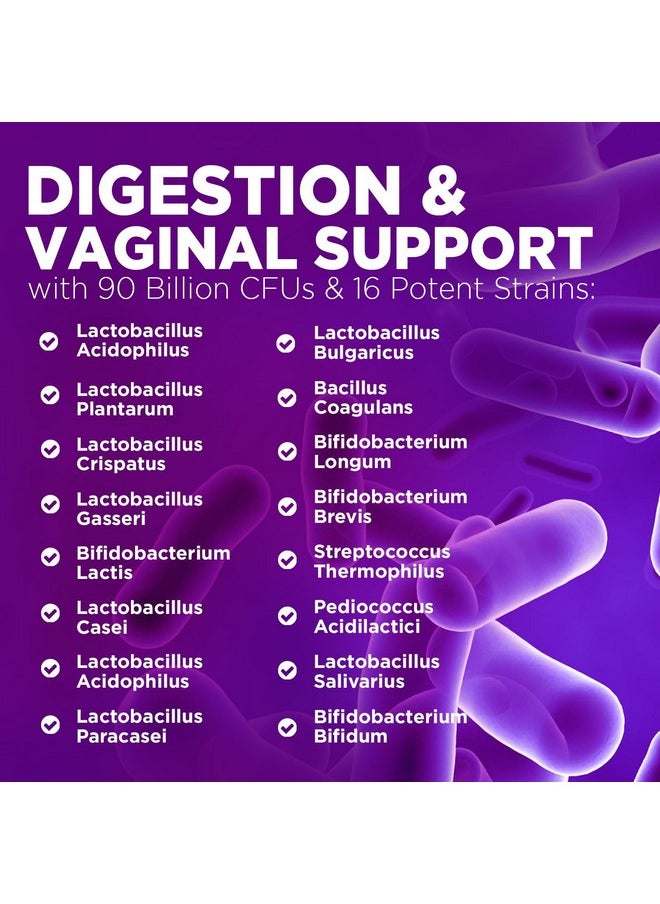 Nature's Nutrition - Probiotics for Women with Prebiotics - Women's Probiotic 90 Billion CFU 16 Strains for Digestive Health, Vaginal Probiotics, PH, & Immune Support for Women, D-Mannose with Cranberry - 120 Capsules - Image 1