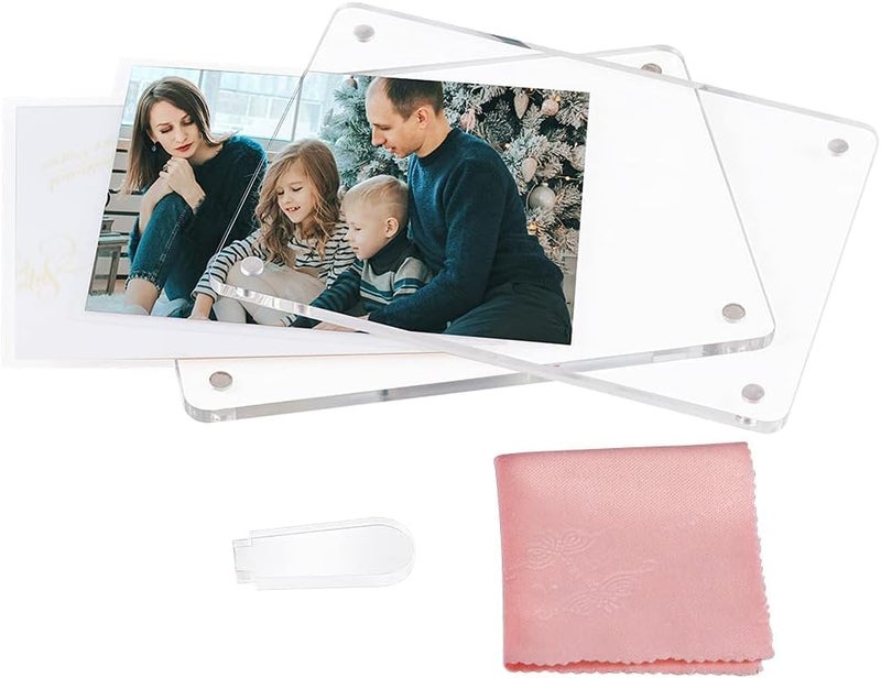ECOSEAO 4x6 Minimalist Picture Frame Acrylic Glass Photo Frame with Magnetic Desktop Display Horizontally or Vertically - Image 4