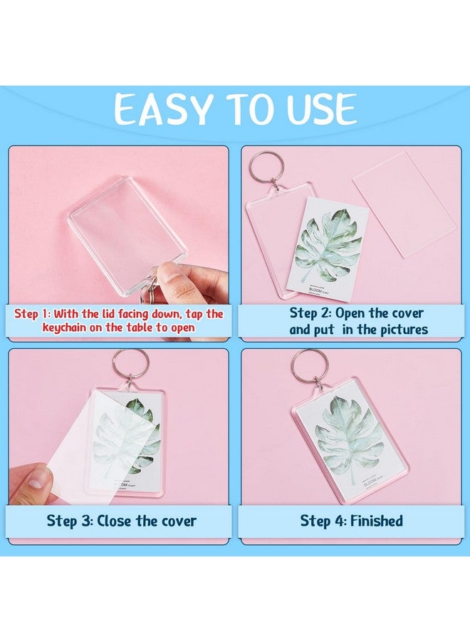Inbagi Picture Frame Keychain Acrylic Photo Keychain Clear Rectangle Acrylic Keychain Blanks 2 X 3Inch(24 Pieces) - Image 3