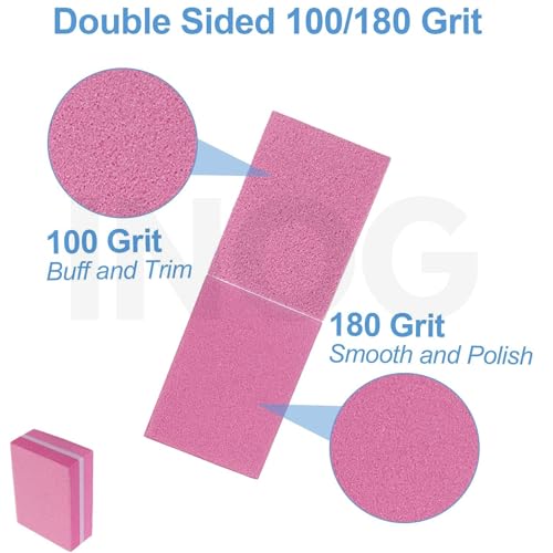 INOG Nail Buffers (50 Pack), Mini Buffer Block Nail File for Acrylic Nails and Natural Nails, 100/180 Grit Nail Buffer Block Bulk Buffing Blocks for Nail Buff Professional Manicure File Blocks Set - Image 4