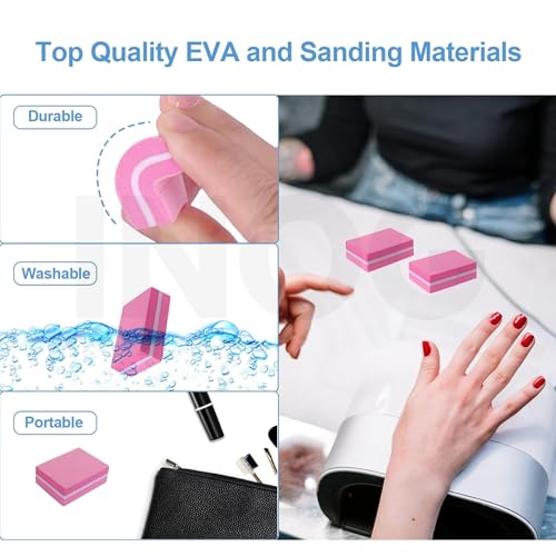 INOG Nail Buffers (50 Pack), Mini Buffer Block Nail File for Acrylic Nails and Natural Nails, 100/180 Grit Nail Buffer Block Bulk Buffing Blocks for Nail Buff Professional Manicure File Blocks Set - Image 3