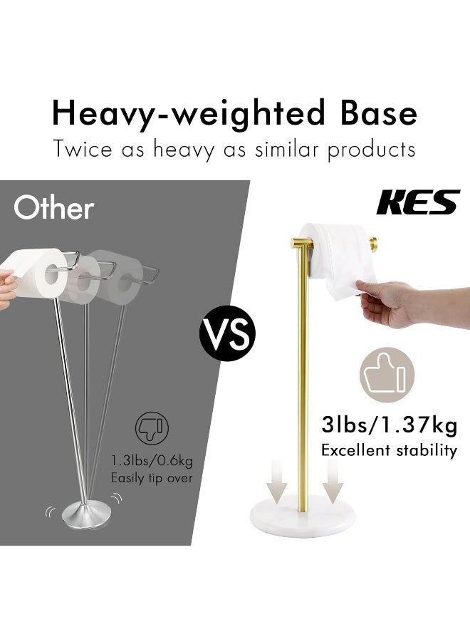 Kes - KES Gold Toilet Roll Holder Free Standing Toilet Paper Holder Marble Bathroom Tissue Dispenser Stand SUS304 Stainless Steel Brushed Gold - Image 1