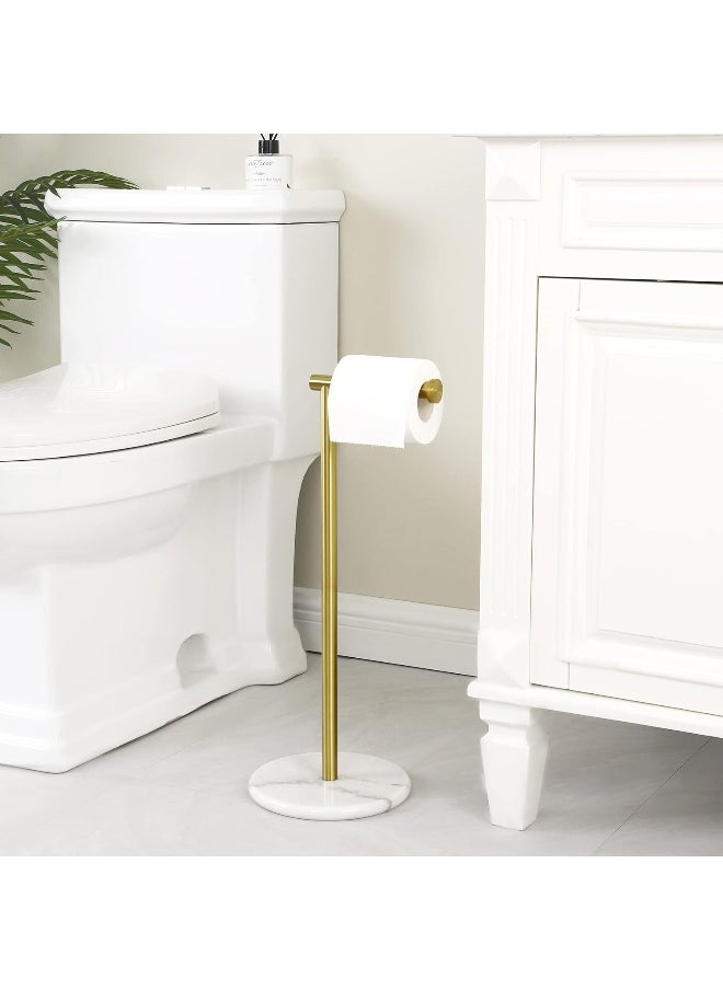 Kes - KES Gold Toilet Roll Holder Free Standing Toilet Paper Holder Marble Bathroom Tissue Dispenser Stand SUS304 Stainless Steel Brushed Gold - Image 1