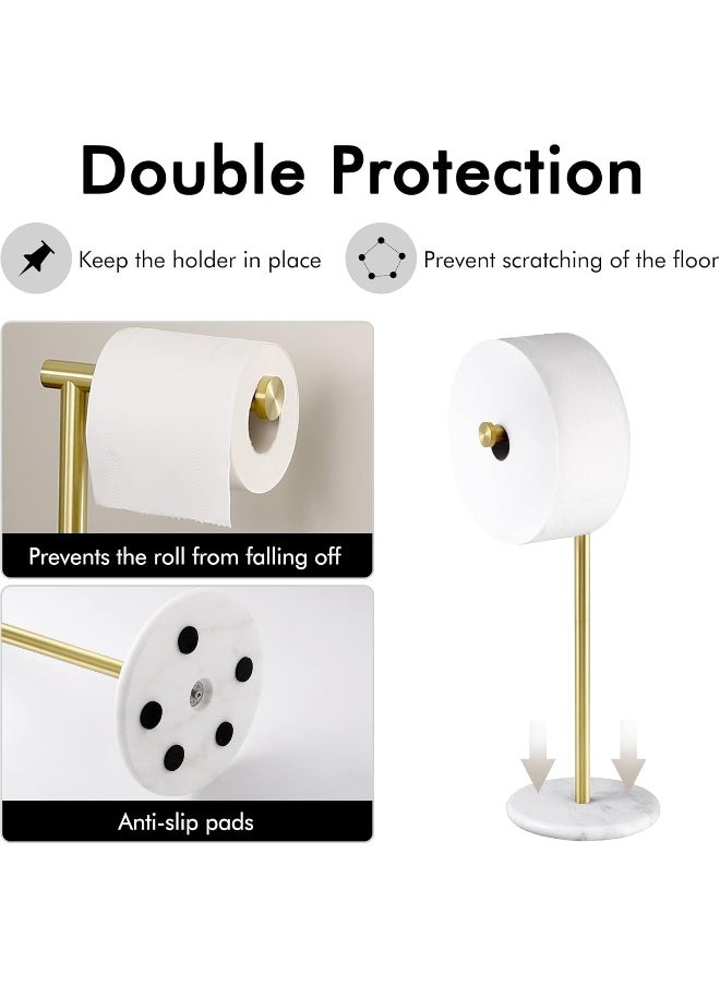 Kes - KES Gold Toilet Roll Holder Free Standing Toilet Paper Holder Marble Bathroom Tissue Dispenser Stand SUS304 Stainless Steel Brushed Gold - Image 1