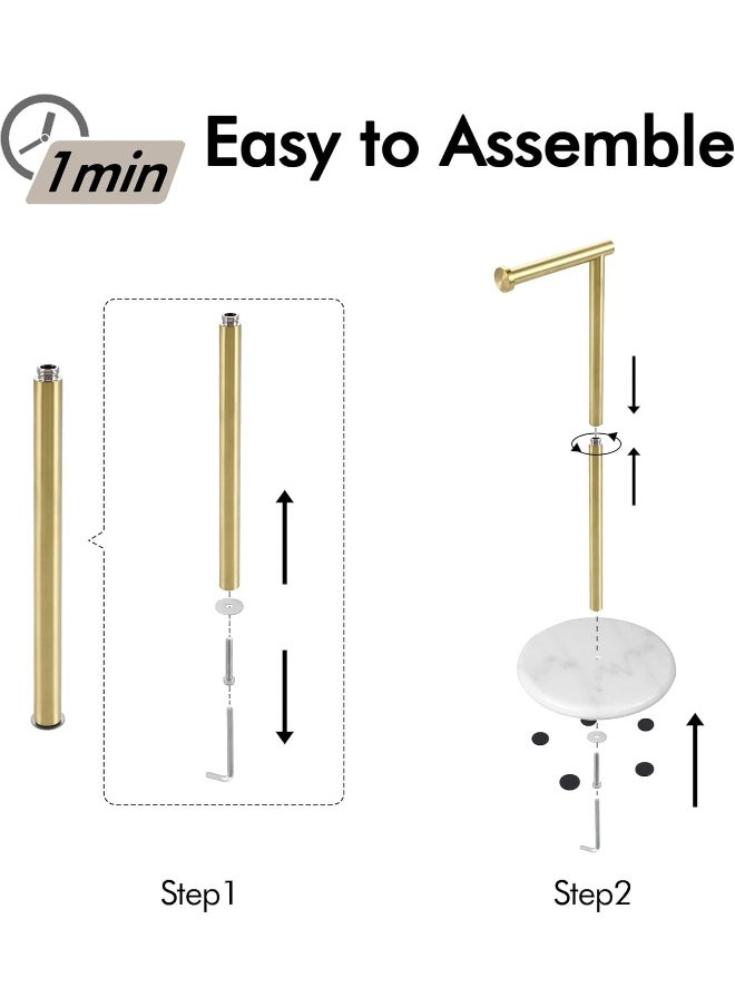 Kes - KES Gold Toilet Roll Holder Free Standing Toilet Paper Holder Marble Bathroom Tissue Dispenser Stand SUS304 Stainless Steel Brushed Gold - Image 1