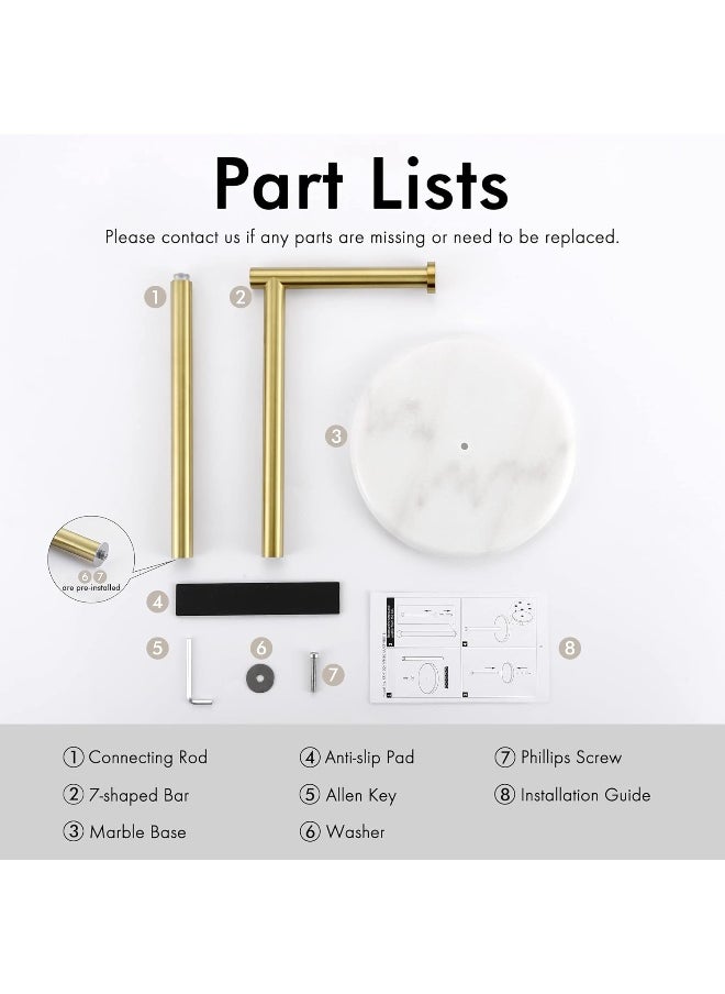 Kes - KES Gold Toilet Roll Holder Free Standing Toilet Paper Holder Marble Bathroom Tissue Dispenser Stand SUS304 Stainless Steel Brushed Gold - Image 1