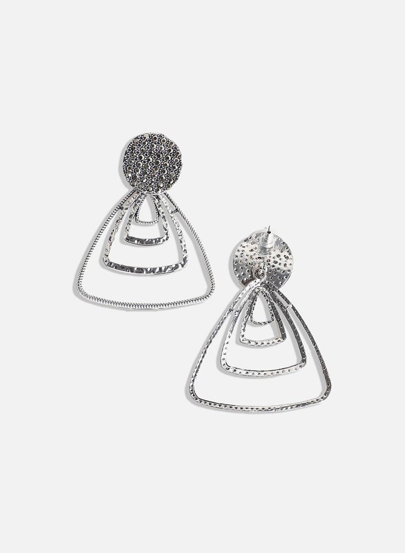 SOHI Textured Triangle Artificial Drop Earring Jewellery - Image 2