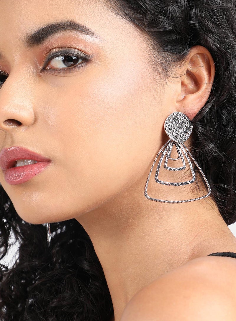 SOHI Textured Triangle Artificial Drop Earring Jewellery - Image 1