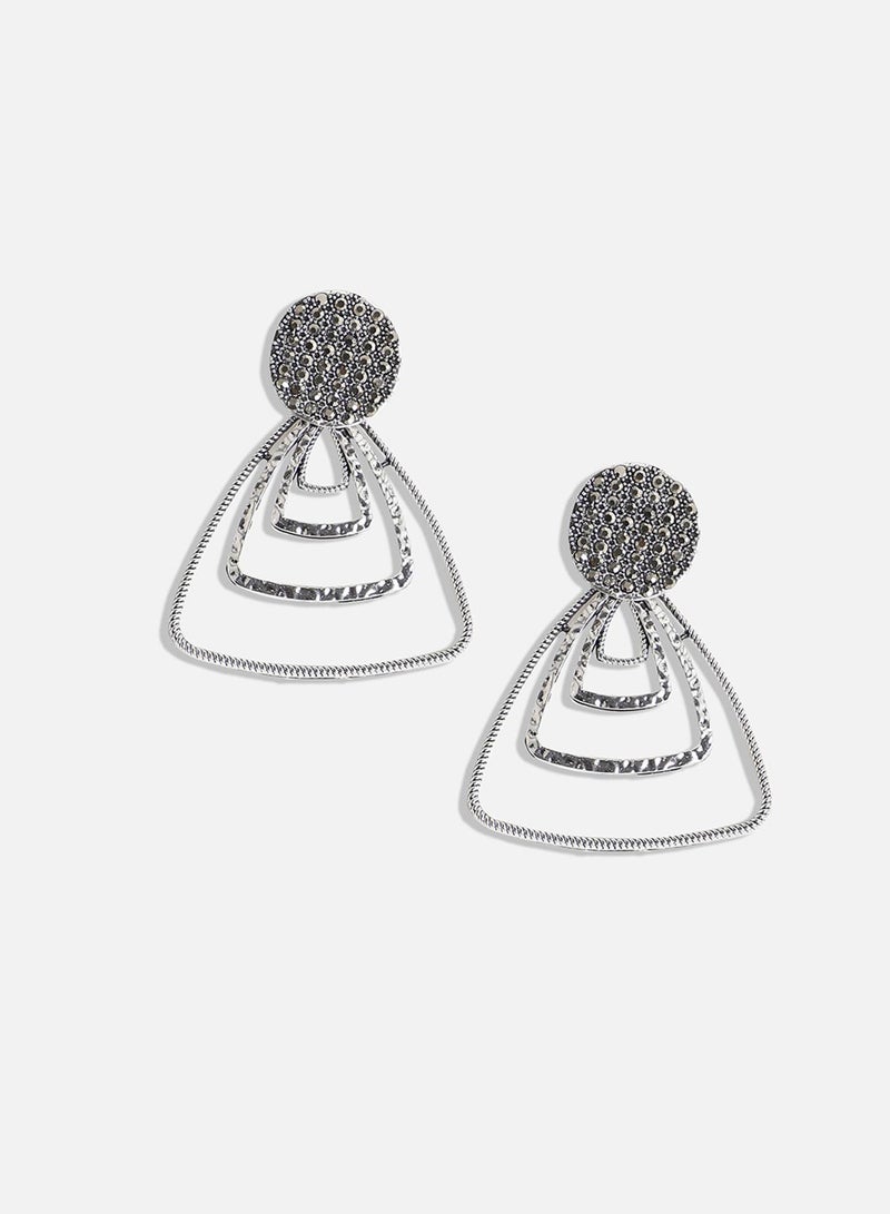 SOHI Textured Triangle Artificial Drop Earring Jewellery - Image 3