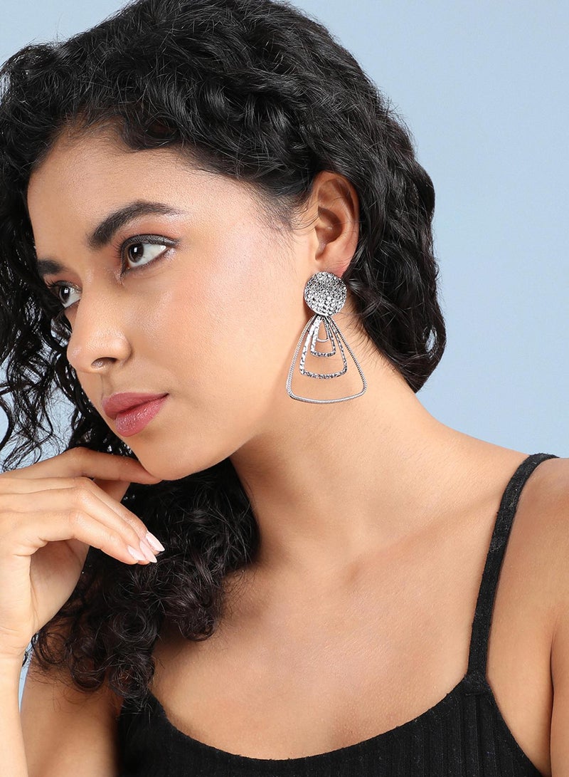 SOHI Textured Triangle Artificial Drop Earring Jewellery - Image 4