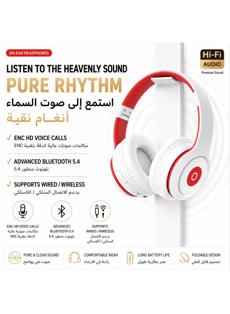 Wireless Over-Ear Headphones, Bluetooth 5.4 Headset with Deep Bass, ENC Noise Cancelling Mic, 40mm Driver, Foldable & Low Latency for Gaming/Music - Image 5