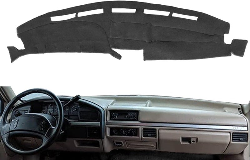 AKMOTOR Dash Cover Mat for Ford F150 F250 F350 (1992-1996) - Black Carpet Dashboard Cover - Image 1