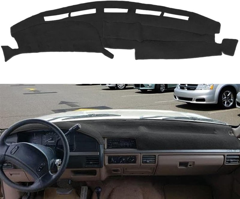 AKMOTOR Dash Cover Mat for Ford F150 F250 F350 (1992-1996) - Black Carpet Dashboard Cover - Image 2