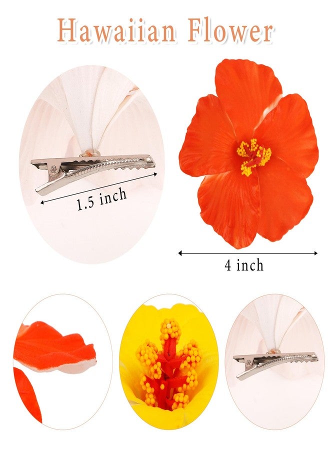 Amariver 8 Packs Hawaiian Flower Hair Clips for Women, Non Slip Flower Clips for Hair, Cute Beach Accessories, Summer Hair Pins, Fashion Hair Claws - Image 2