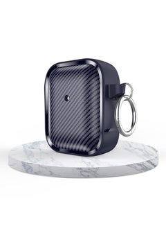 Generic Case Cover For AirPods 1 / 2 Photo Frame Carbon Fiber Series Earphone Case Dark Blue 