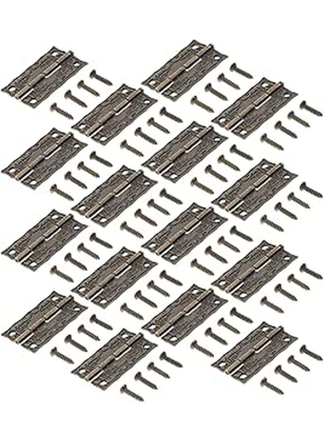 Antique Mini Hinges With Screws 40Pcs Vintage Style For Cabinet Jewelry Box - Image 1