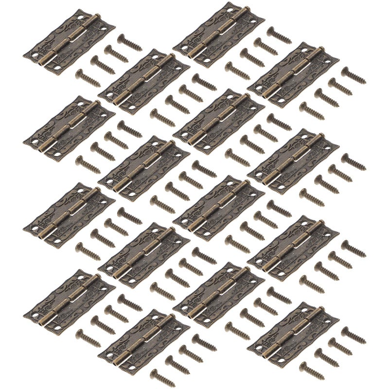 Antique Mini Hinges With Screws 40Pcs Vintage Style For Cabinet Jewelry Box - Image 2