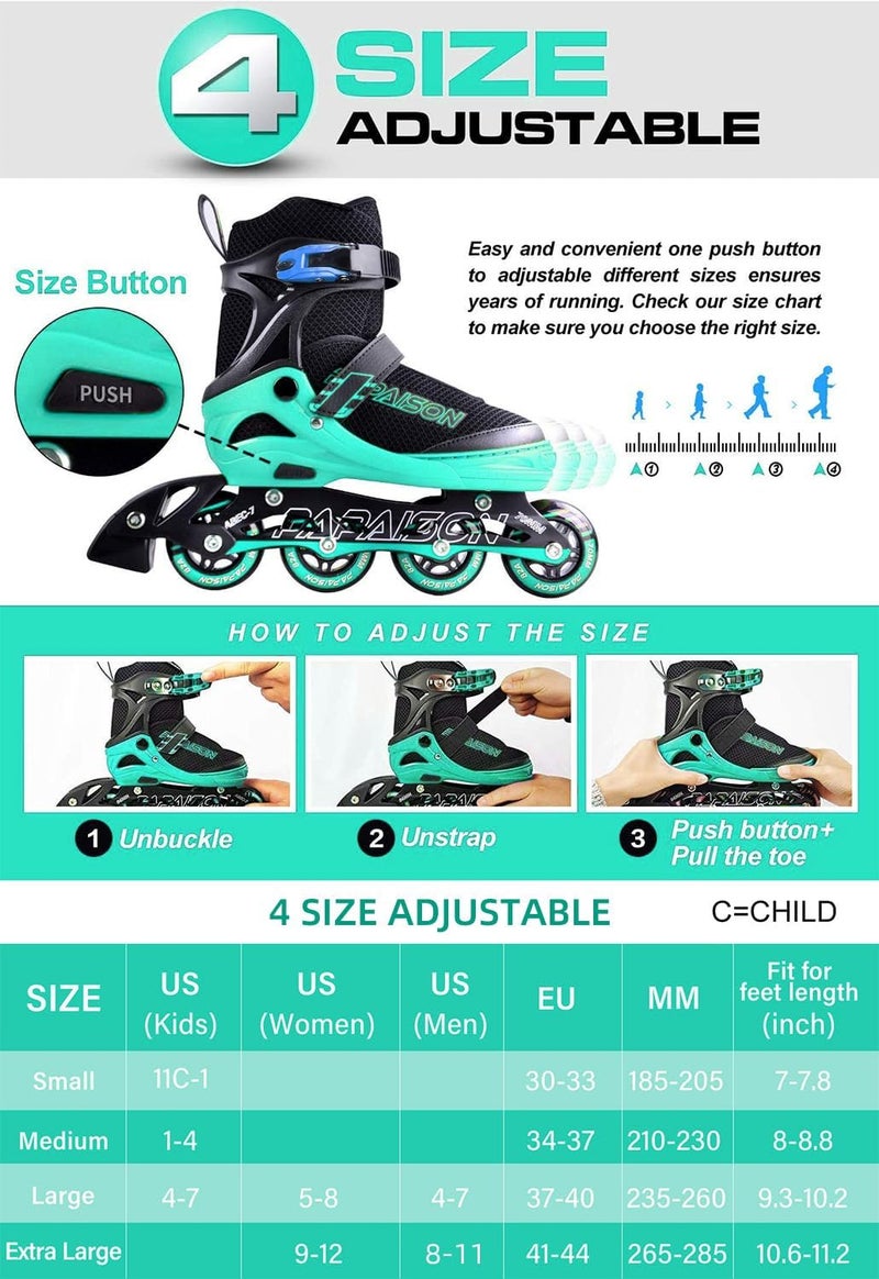 PAPAISON Adjustable Inline Skates for Kids and Adults with Full Light Up Wheels - Image 3