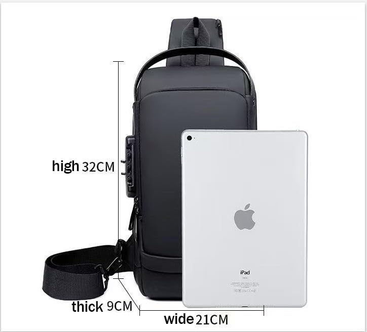 Yatee Men’s Sling Bag with USB Charging Port, Anti-Theft Crossbody Chest Bag, Waterproof Shoulder Backpack for Travel, Office, College & Daily Use (Black) - Image 4