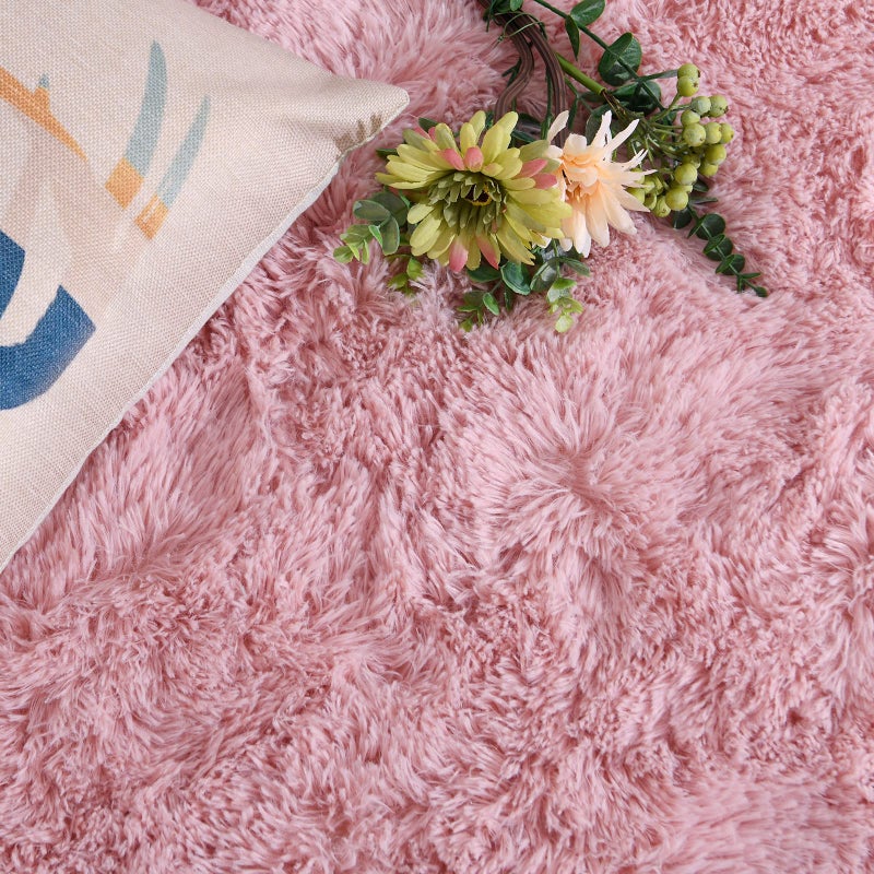 DweIke Fluffy Blush Pink Rugs for Bedroom Living Room, 4x6 Feet Soft Plush Shaggy Rose Coral Pinkish Girls Kids Rug, Non-Slip and Machine Washable Carpet for Dorm Nursery Classroom Decor - Image 4