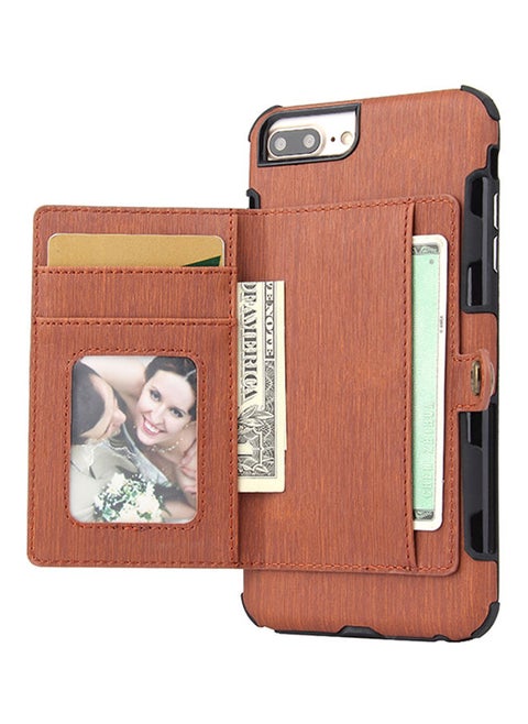 Protective Wallet Case Cover For Apple iPhone 8 Plus Brown