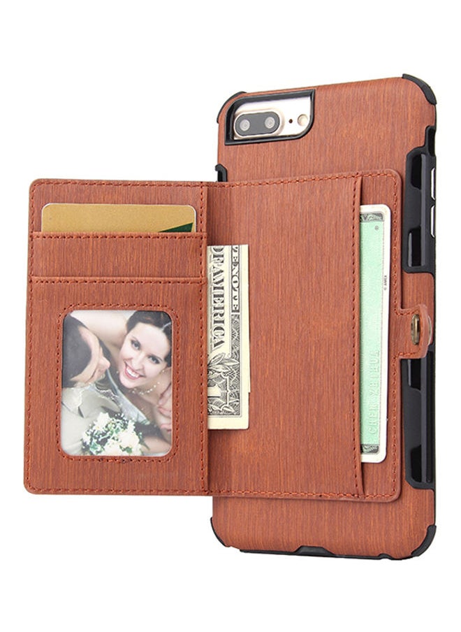 Protective Wallet Case Cover For Apple iPhone 8 Plus Brown
