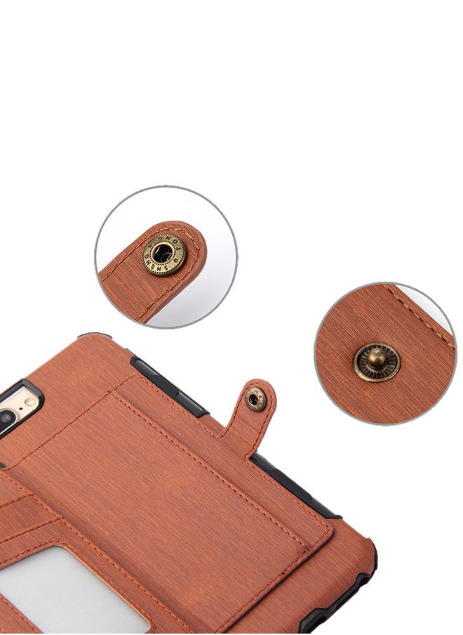 Protective Wallet Case Cover For Apple iPhone 8 Plus Brown