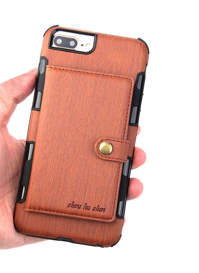 Protective Wallet Case Cover For Apple iPhone 8 Plus Brown